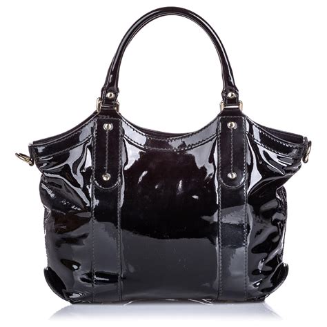 Sac cuir vernis noir .